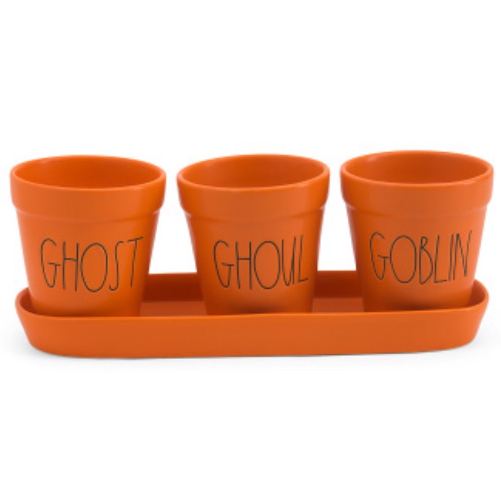 RAE DUNN GHOST GHOUL GOBLIN Tri-Planter NIB